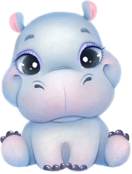 Cute cartoon hippo. Cute animals